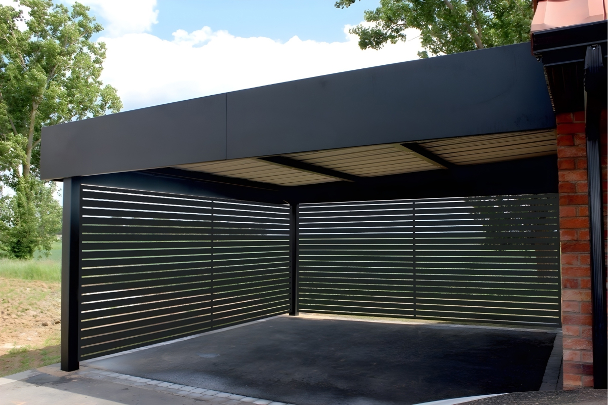 Односкатный навес из сотового поликарбоната